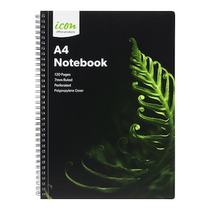 Stationery: Icon Spiral Notebook A4 PP Cover Black 120 pg