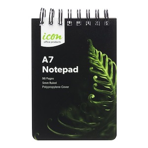 Stationery: Icon Spiral Notepad A7 PP Cover Black 96 pg