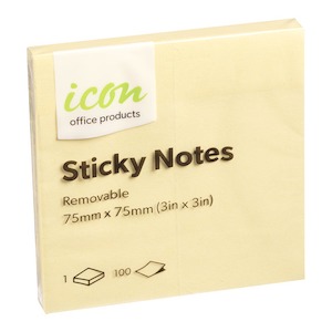 Icon Sticky Notes 75mm x 75mm Yellow