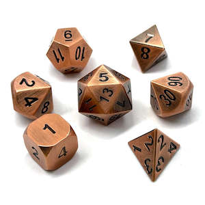 Hobby equipment and supply: 7 Piece Metal DND Dice Set Brished Copper