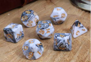 Hobby equipment and supply: Polyhedral Dice set (7pcs) - Cookies & Cream