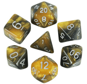 Hobby equipment and supply: Gold Nebula - 7pc Polyhedral Dice Set