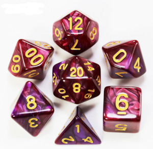 Polyhedral Dice set (7pcs) - Purple/Red Marble