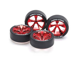 Hobby equipment and supply: Tamiya Mini 4wd 95592 Super Hard Tires & Red plated 5 Spoke Wheels