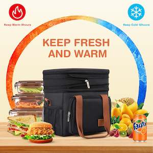 Insulated Extendable 2-Compartment Lunch Bag, Cooler Bag, Picnic Bag 17 Liter TC…