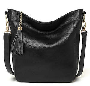 Women's Genuine Leather Tote Bag, Crossbody Bag 1113 Black Colour | TOUCHANDCATCH NZ