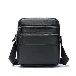 Men's Genuine Leather Crossbody Bag, Satchel Black TC076 | TOUCHANDCATCH NZ