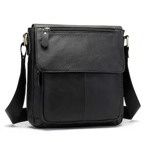 Men's Genuine Leather Crossbody Bag, Satchel TC819 Black | TOUCHANDCATCH NZ