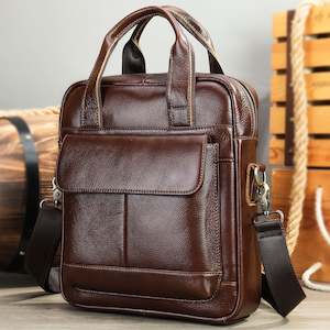 Men's Genuine Leather Crossbody Bag, Men’s Satchel Coffee TC092 | TOUCHANDCATCH