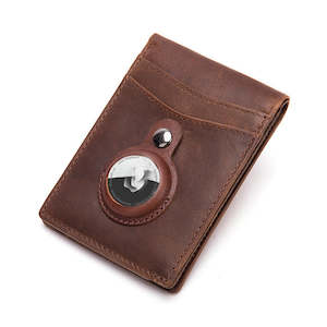 Genuine Leather Bi-Fold RFID Wallet With AirTag Holder TC042 | TOUCHANDCATCH NZ