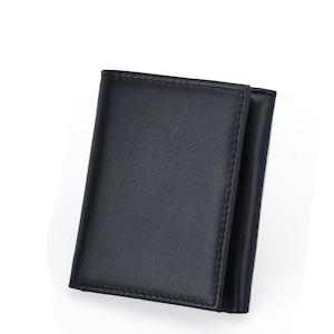 Handbag: Men's Genuine Leather RFID Tri-Fold Wallet Black Colour 080 | TOUCHANDCATCH NZ