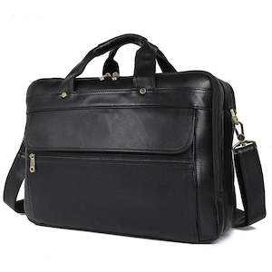 Men's Genuine Leather Briefcase, 15.6" Laptop Bag, Crossbody Bag Black Colo…