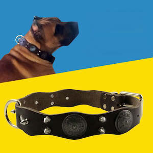 Genuine Leather Dog Collar Vintage Style | TOUCHANDCATCH NZ