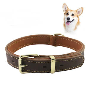 Genuine Leather Dog Double Layer Collar | TOUCHANDCATCH NZ