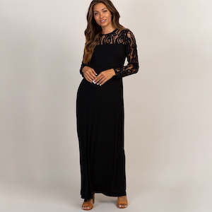 Lace Top Maternity Dress Black TC9178 | TOUCHANDCATCH NZ