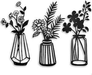 Home Decor, Metal Wall Art Flower In Bottle Set | TOUCHANDCATCH NZ