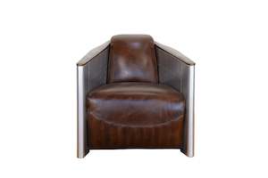 TNC Spitfire Armchair, Top Grain Leather & Aluminum, C633