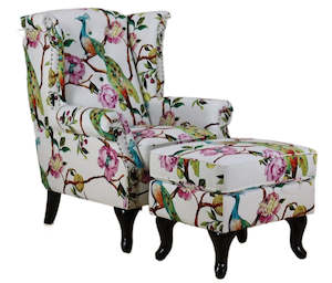 TNC Peacock Wing Chair and Ottoman 2199S-03