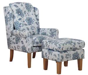 TNC Ergonomic High Back Wing Chair and Ottoman - Light Blue