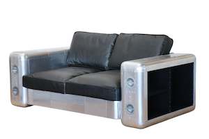 TNC 2-Seater sofa, Top Grain Leather and Aluminum, S196L