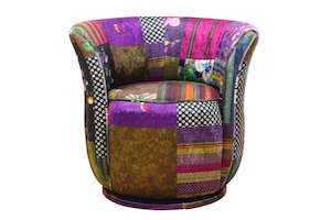 TNC Patchwork Tub Swivel Chair, 1090-88C