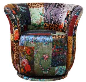 TNC Patchwork Tub Swivel Chair, 1090-55D