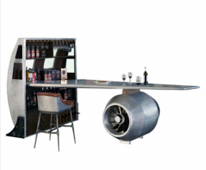 TNC Aviator Bar Table & Cabinet, Aluminum, AT061