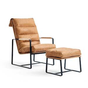 TNC Rasche Lounge Chair & Ottoman, Top Grain Leather, C773+C773-O