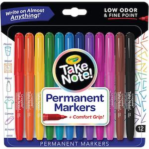 Crayola Take Note Permanent Markers Fine Point 12Pk