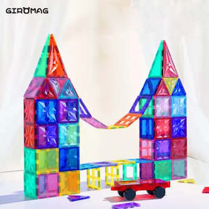 Giromag 100 Pcs Star Shine Magnetic Tiles Building Blocks