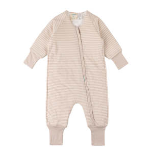 Woolbabe Merino/Organic Cotton Duvet Sleeping Suit with Sleeves - Dune 1-4 years