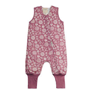 Woolbabe Duvet Merino/Organic Cotton Sleeping Suit - Orchid Wildflower Size 1-4 years