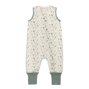 Woolbabe Duvet Merino/Organic Cotton Sleeping Suit - Sage Bugs