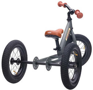 Trybike: 2-In-1 Steel Balance Bike - (Matte Grey/Brown)