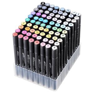 80 Piece Dual Tip Marker Pen Set with carry bag and pen holder