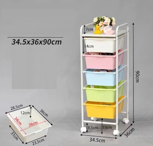 toy storage trolley 5 layers with 5 colour trays