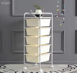 toy storage trolley 5 layers with trays (white colour)