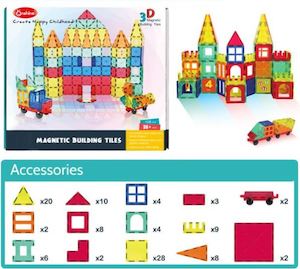 Magnetic Tiles Building Blocks 108PCS