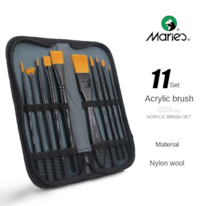 Maries Paint Brush Set 11 Pieces Acrylic Painting Set (Black)