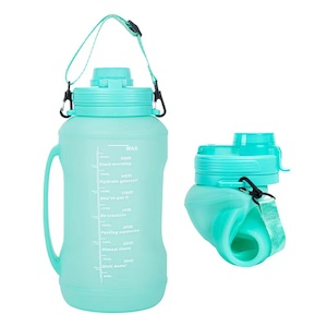 2L Large Water Bottle Foldable Food Grade Silicone Bottle PBA Free-Light Blue