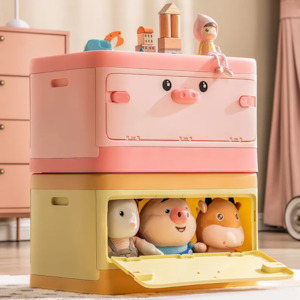 Cute Toy Storage Box Two Way Opening – Pink Pig