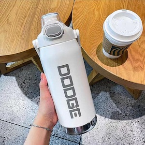 Stainless Steel Thermos Water Bottle With Straw Dual Drinking design 1.2 L White