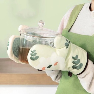 Heat Resistant Gloves Oven Mitts Silicone Non-slip Kitchen Gloves 1 Pair Green