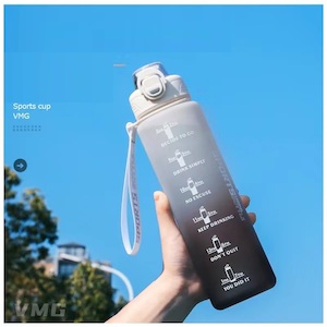 Water Bottle Dual-Way Drink 1L – White n Black