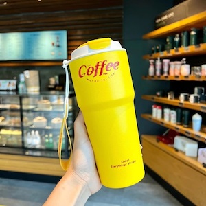 Travel Cup Portable Car Stainless Steel Thermos with Lid Coffee Mug-Yellow