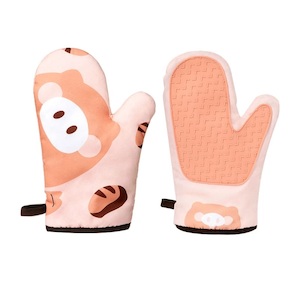 Heat Resistant Gloves Oven Mitts Silicone Non-slip Kitchen Gloves 1 Pair Pink