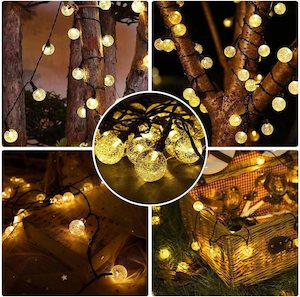 Solar USB String Light Garden Xmas Decoration 12m 100Led 2.4cm Crystal ball warm