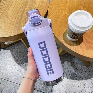 Stainless Steel Thermos Water Bottle With Straw Dual Drinking 1.2 L Purple