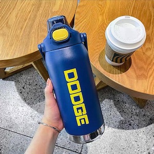 Stainless Steel Thermos Water Bottle With Straw Dual Drinking design 1.2 L Blue