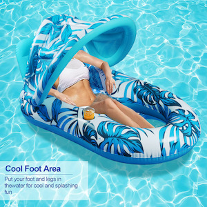 Inflatable Swimming Pool Float Floating Boat with Canopy